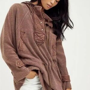 Free People We The Free Sadie Surplus Knit Jacket/Dress - Maroon